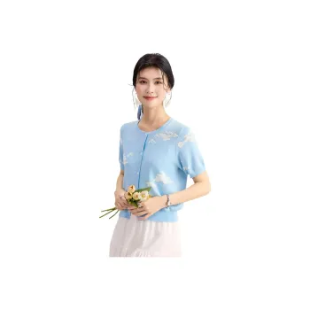 JINJU T Shirts Women's Light Purple Blue