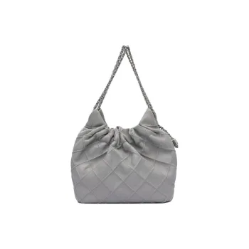 TORY BURCH Fleming Nappa Leather Crescent Bag, One Shoulder Handbag Mini Women's Gray