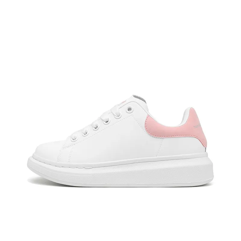 NFL Wide White Loose Fit Sneakers Low Top Skateboard Shoes Women's White Pink-0
