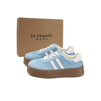 La Chapelle Abrasion Resistant Lightweight Slip Resistant Low Top Skateboard Shoes Women's Blue