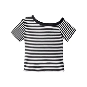 Cypress House T Shirts Women's Black White Stripes