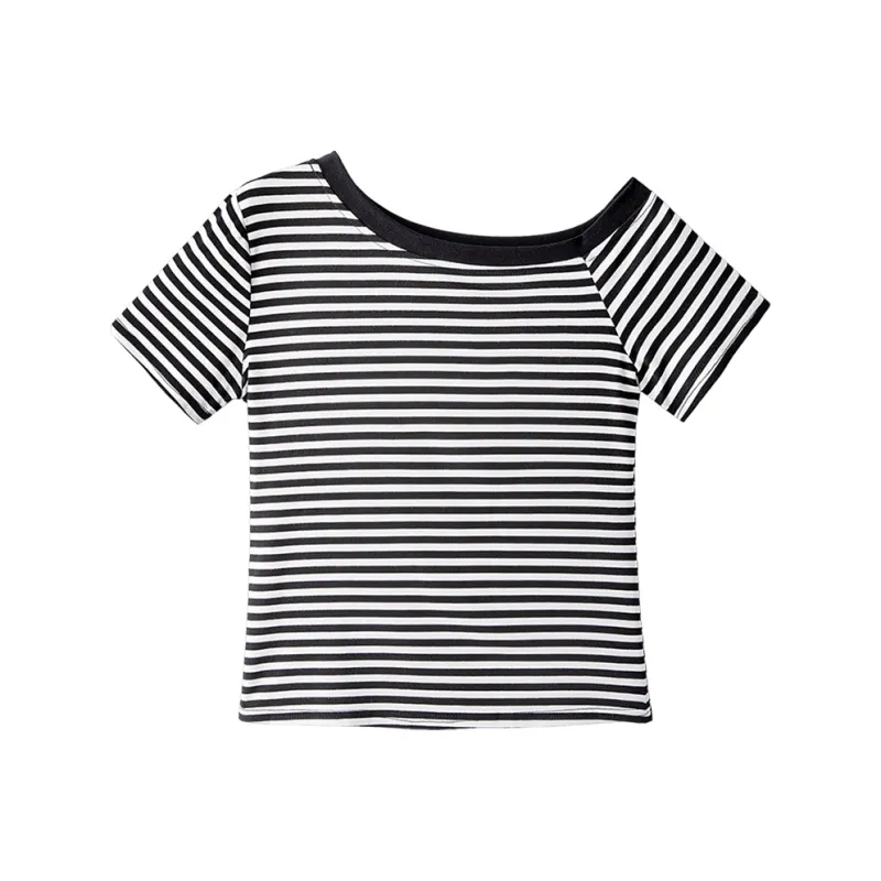 Cypress House T Shirts Women's Black White Stripes-0