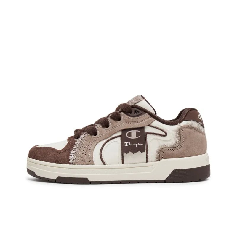 Champion Ribbon Shoes Balance Low Top Skateboard Shoes Unisex Velvet Brown/Milk White-0
