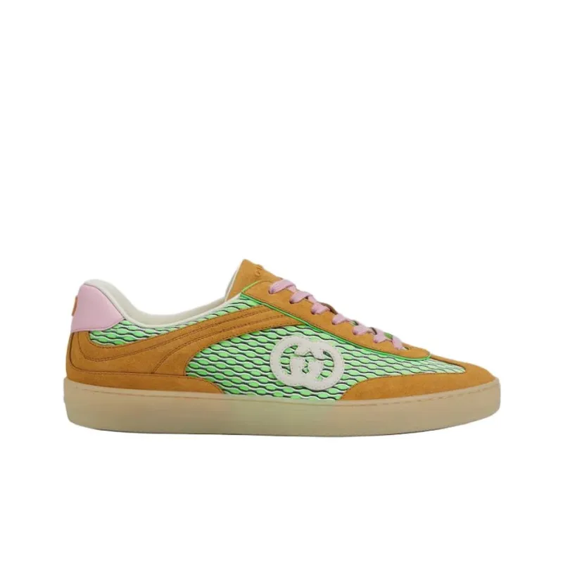 GUCCI G75 Low Top Skateboard Shoes Men's Brown Green-1