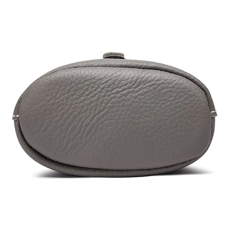 Ace Paul Top Grain Cow Leather Shoulder Bag, Crossbody Bag, Cell Phone Pouch Unisex Elephant Gray/Black-4