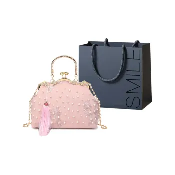 Rainbow Girl Fabric Handbag Women's Pink/White/Black