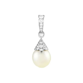 Cartier 18K White Gold Diamond And Pearl Pendant