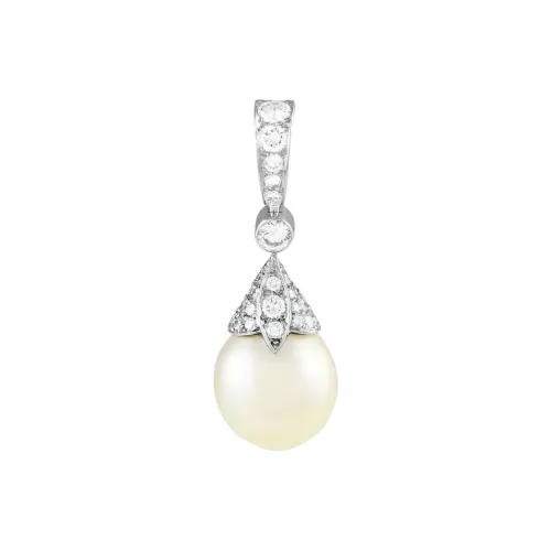 Cartier 18K White Gold Diamond And Pearl Pendant