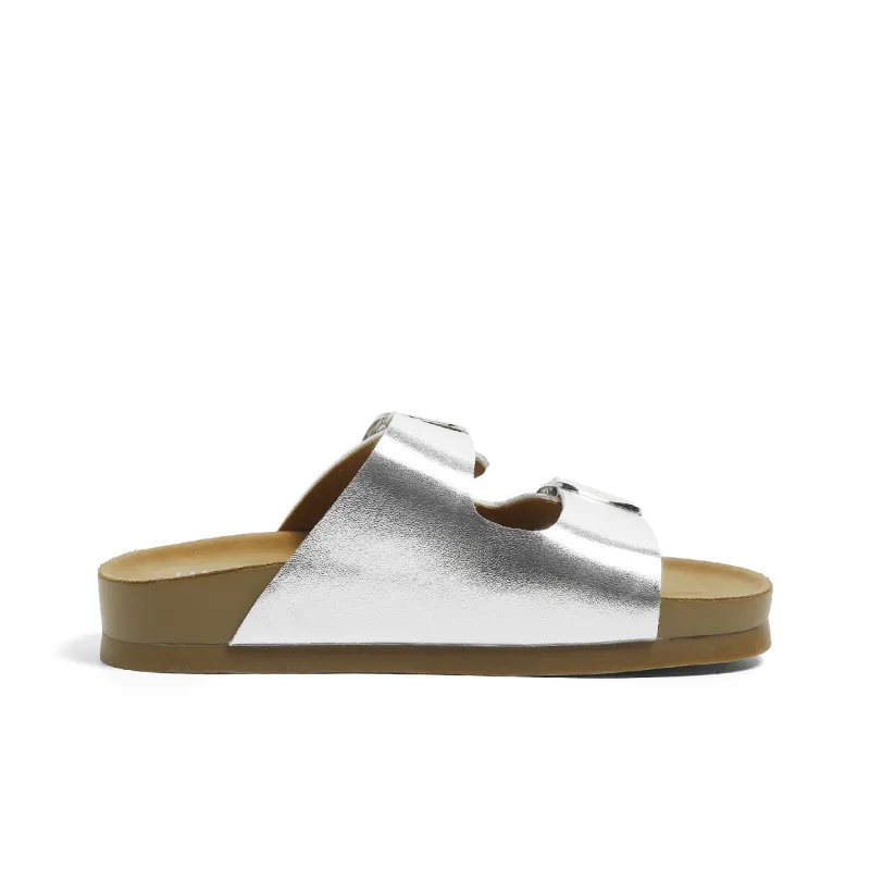 HUANQIU Slip Resistant Odor Resistant Abrasion Resistant Slide Slippers Women's Silver-1