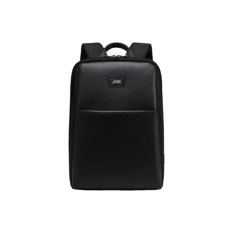 SWISS MILITARY Composite Fabric With Microfiber Synthetic Leather Backpack Men's Black-0