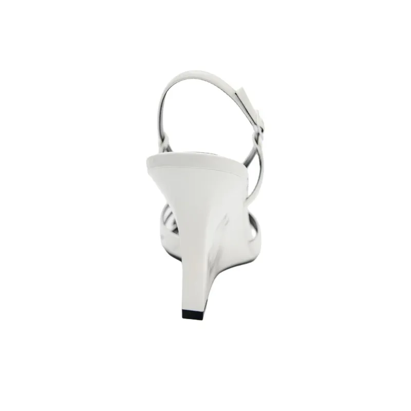ZARA One Strap Sandals 9.5cm Women's White-4