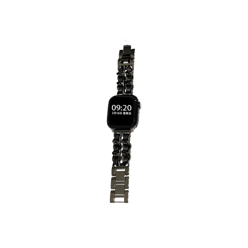 UHADA Apple Compatibility Watch Band Metal With Leather Material-17