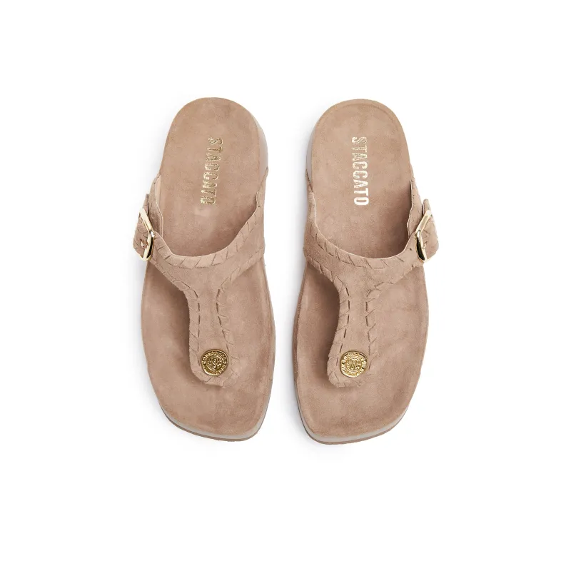 Staccato Rubber Sole Flip Flops Women's Milk Tea Apricot-2