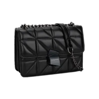 NOMK PU Chain Bag, Small Square Bag, Shoulder Bag, Handbag, Shoulder Bag, Crossbody Bag Women's Black