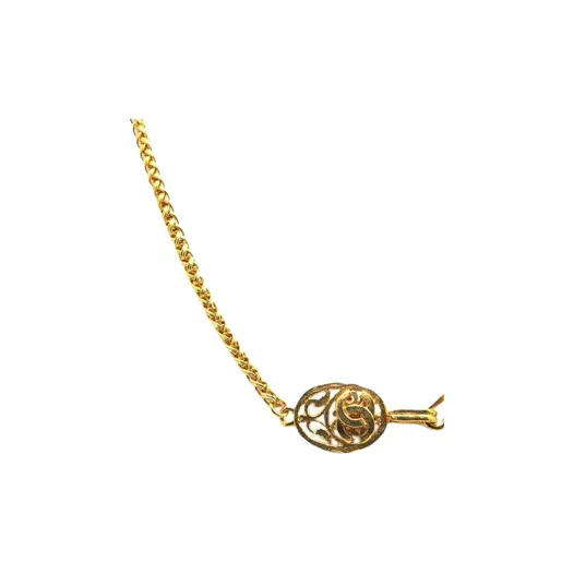 CHANEL 1995 Plated Cc Oval Pendant Necklace Costume Necklace-1