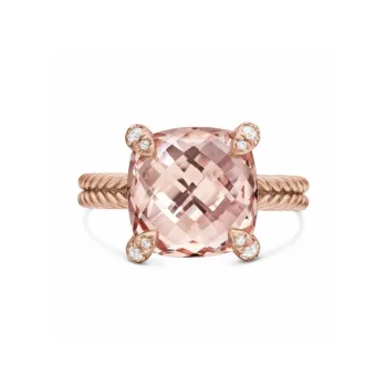David Yurman 18kt Rose Gold Chatelaine Morganite And Diamond Ring 11mm