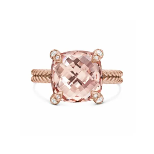 David Yurman 18kt Rose Gold Chatelaine Morganite And Diamond Ring 11mm