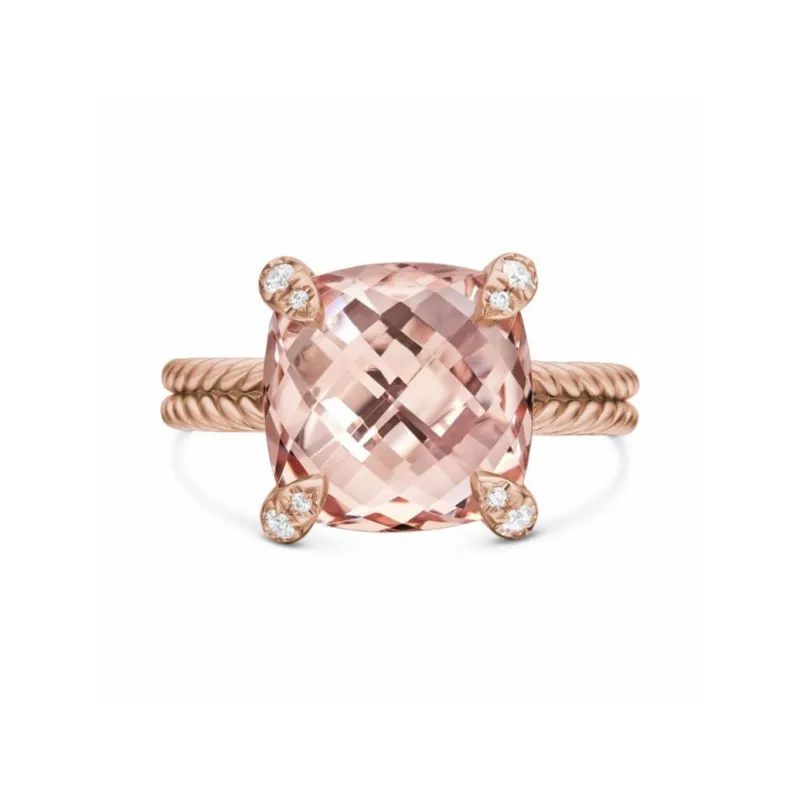 David Yurman 18kt Rose Gold Chatelaine Morganite And Diamond Ring 11mm-0