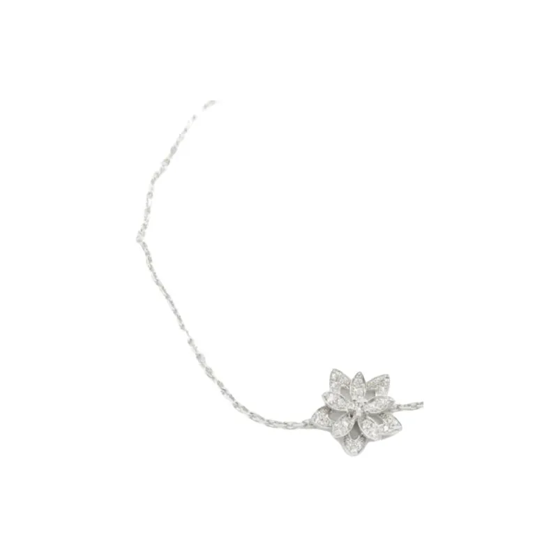 Van Cleef & Arpels 2010s 18K White Gold Lotus Diamond Bracelet-2