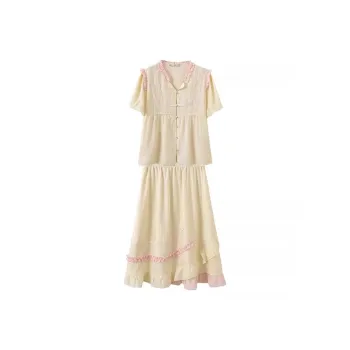 YUNFEIXIU Casual Suit Fashion Plus Size Elegance Slimming Top And Skirt Two Piece Set For Summer Women's