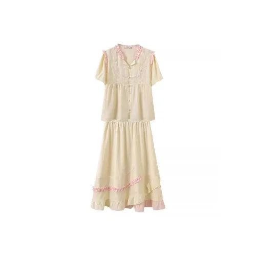 YUNFEIXIU Casual Suit Fashion Plus Size Elegance Slimming Top And Skirt Two Piece Set For Summer Women's