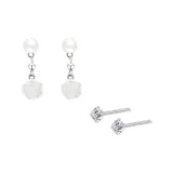 Hoop Earrings+Square Zircon Stud Earrings[S999 Fine Silver]