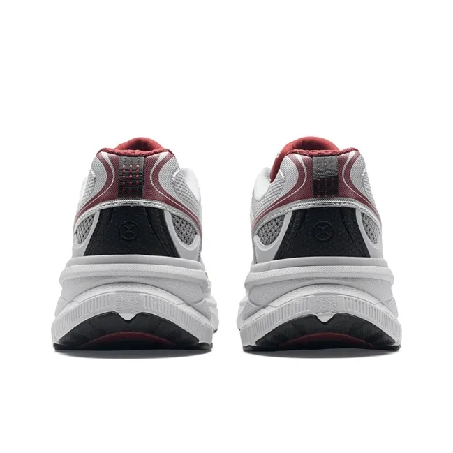 XTEP Small Basque 2nd Generation Abrasion Resistant Lightweight Rebound Low Top Casual Shoes Women's Silver Gray Red-4