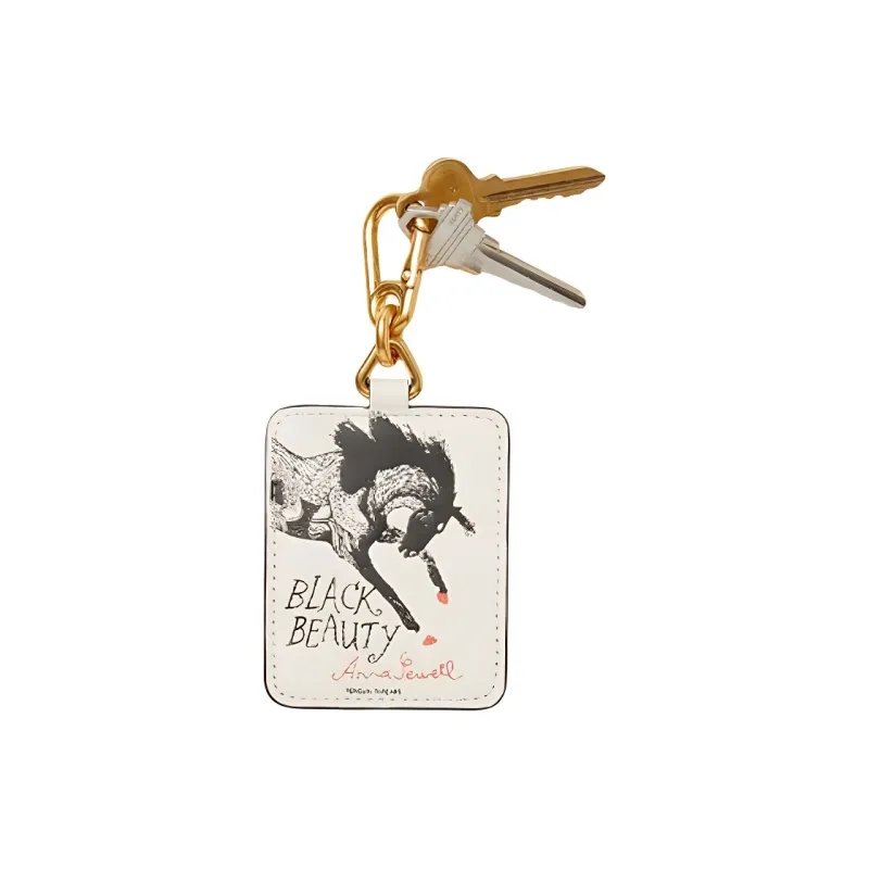 Kate Spade Storyteller Cow Leather Metal Keychain Key Pouch Women's White-1