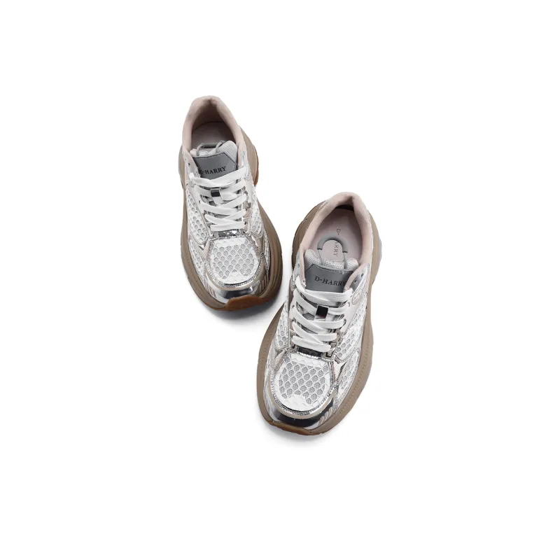 DHARRY Leisure Time Collection Height Increasing Breathable Low Top Chunky Sneakers Women's-3