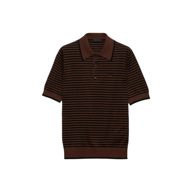 PRADA Striped Cotton Polo Shirt-0