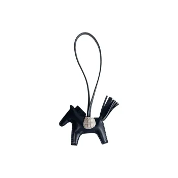 HERMES Goatskin, Himalayan Crocodile Leather Pendants Unisex Black