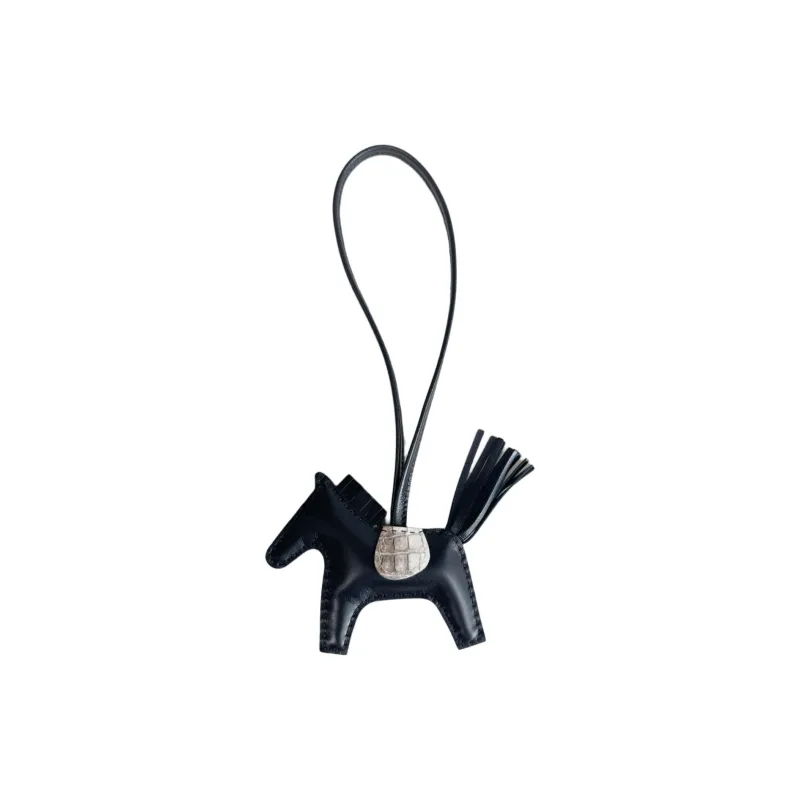 HERMES Goatskin, Himalayan Crocodile Leather Pendants Unisex Black-0