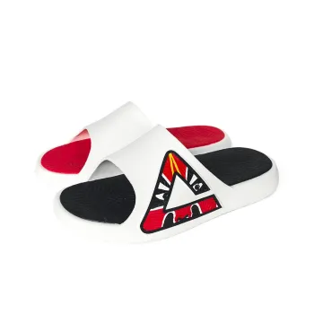 PEAK Tai Ji1.0 Slip Resistant Abrasion Resistant Cushioning Slide Slippers Men's Black Red Mismatched