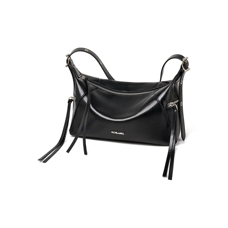 AOKANG Synthetic Leather Crossbody Bag, Shoulder Bag Medium Size Women's Classic Black/Ecru-0