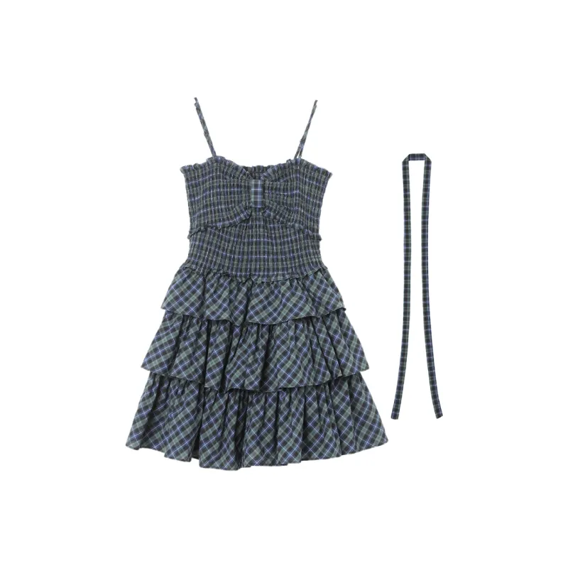 SETIROM Slip Dresses Women's Plaid-0