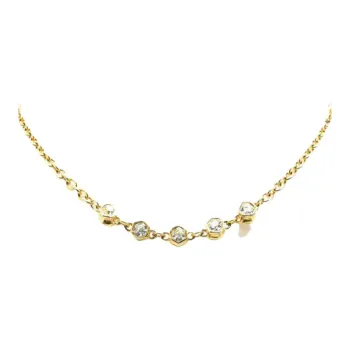 CHANEL 1970 1980 Plated Rhinestone Chain Necklace Costume Necklace