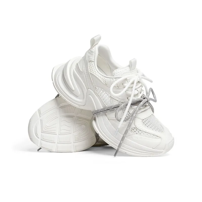 RED DRAGONFLY Height Increasing Abrasion Resistant Slip Resistant Low Top Chunky Sneakers Women's-3