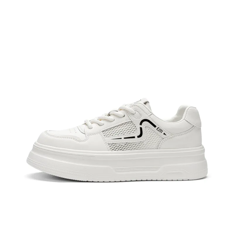 EXULL Q Slip Resistant, Lightweight, Breathable, Height Increasing Low Top Skateboard Shoes Women's White Black-0