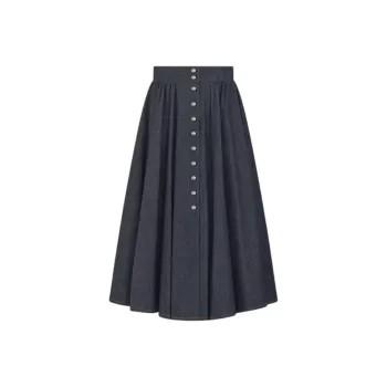 DIOR Casual Long Skirt Women's Dark Blue