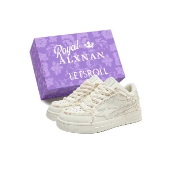 Alxnan Low Top Skateboard Shoes Women's Ecru