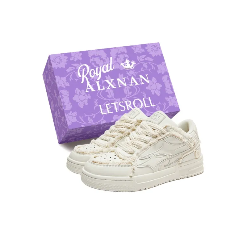 Alxnan Low Top Skateboard Shoes Women's Ecru-0