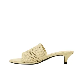 ZARA PU Polyurethane Abrasion Resistant Slide Slippers Women's Vanilla Yellow
