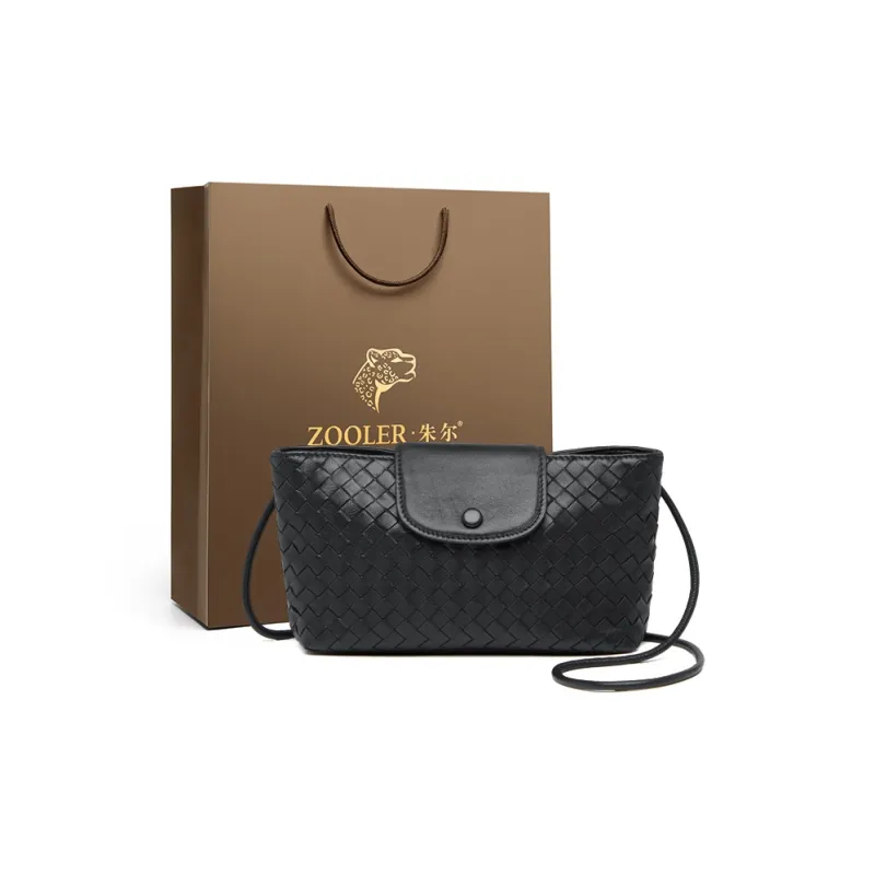 ZOOLER Top Grain Sheepskin Shoulder Bag Women's Gray Blue/Black-5