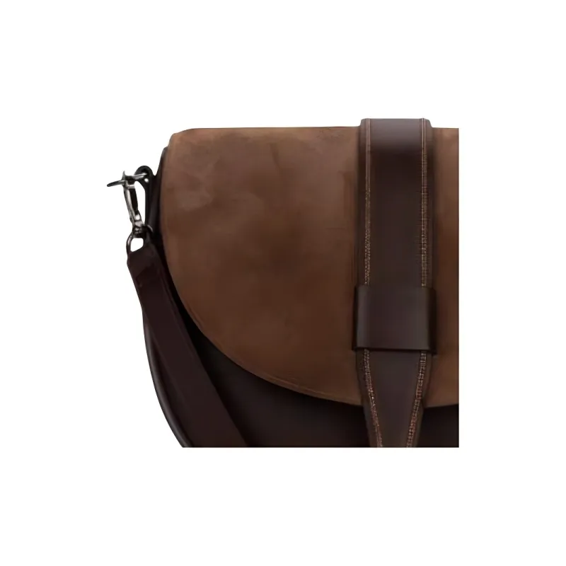 Brunello Cucinelli Leather Suede Bonded Shoulder Bag Crossbody Bag Women's Brown-4