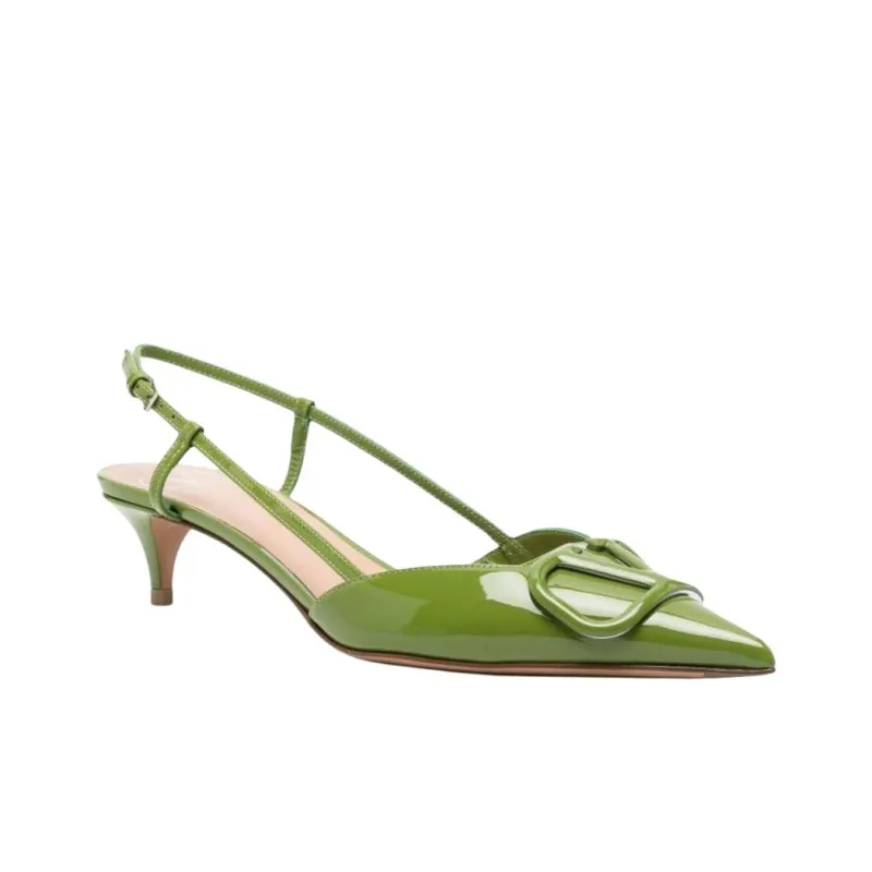 Valentino Vlogo Slim Heel High Heels 5cm Women's Green-2