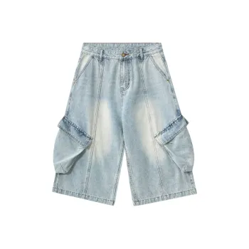 Zanzas Denim Shorts Men Nostalgic Blue