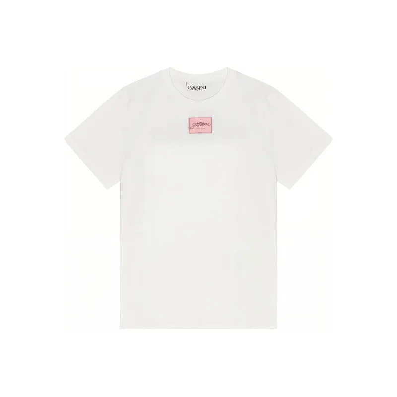 GANNI Logo Patch Crewneck T Shirt-0