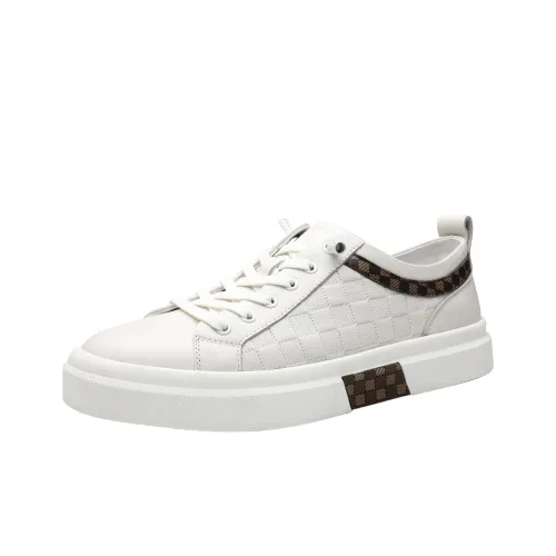 HD White Sneakers Slip Resistant, Abrasion Resistant, Lightweight Low Top Skateboard Shoes Men's White