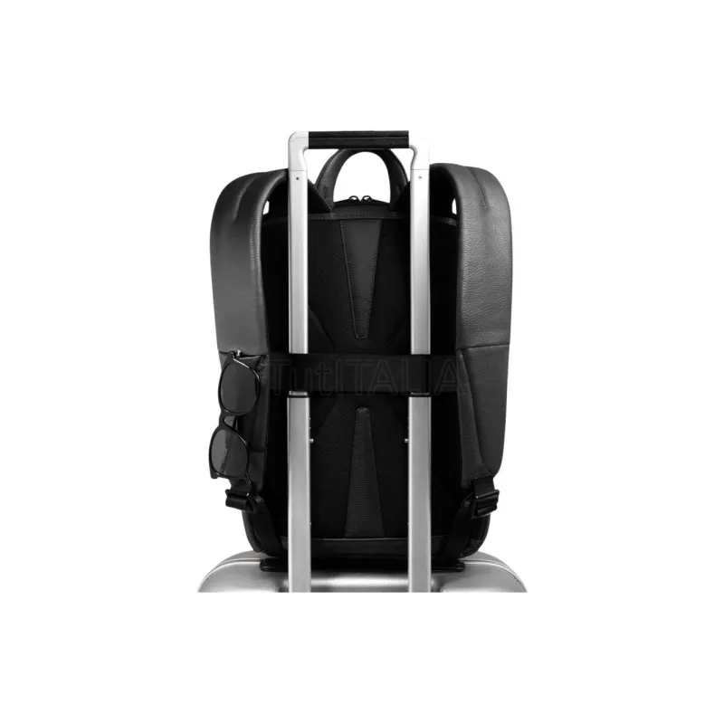 PIQUADRO Leather Backpack Unisex Black-3