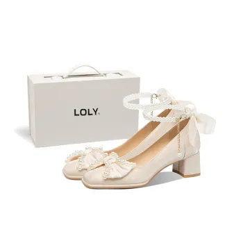 LOLY Chunky Heel High Heels Women's Floral Sweetheart